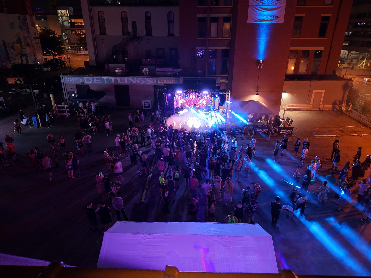 Crowd and lighting effects at a Summer Rave event